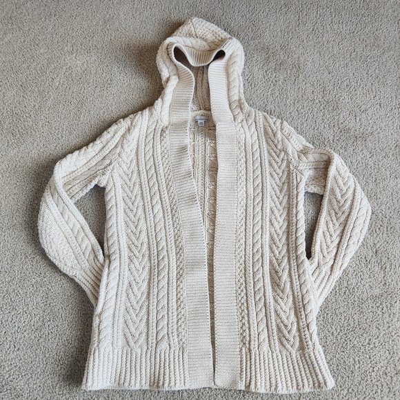 L.L. Bean Sweaters - L.L. Bean Hooded Cable Knit Fisherman's Cardigan Sweater